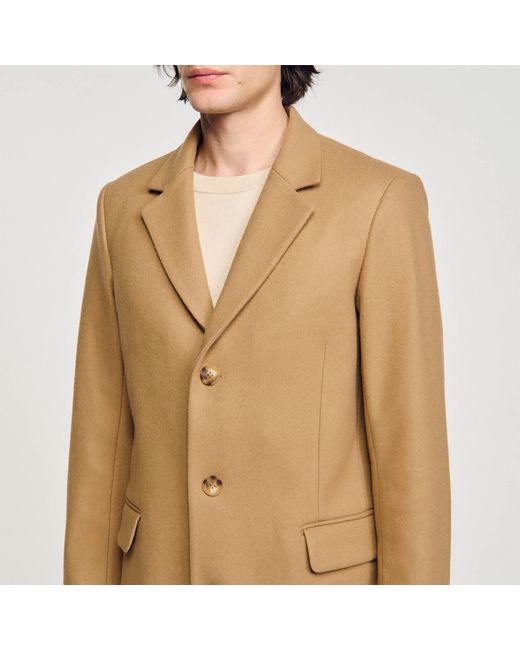 Sandro Natural Wool Broadcloth Coat for men