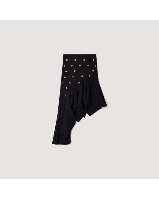 Sandro Blue Studded Knit Skirt