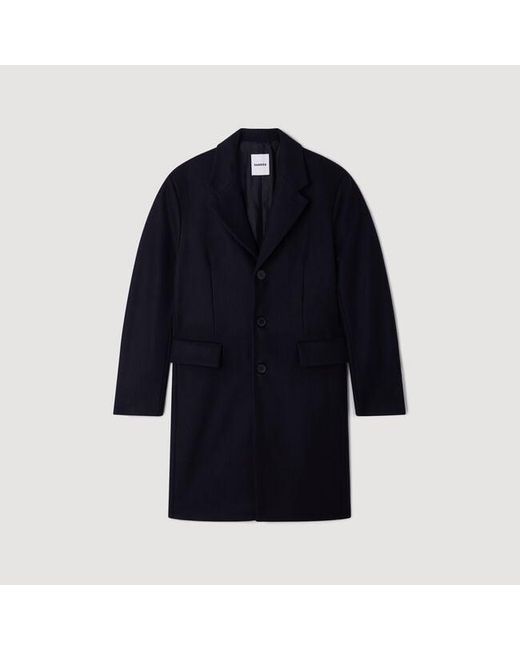 Sandro Blue Wool And Cashmere Coat for men