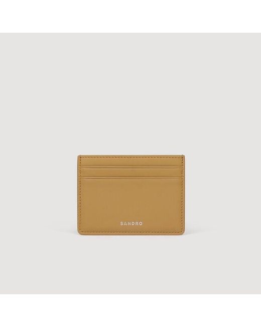 Sandro Natural Leather Logo Card Holder for men