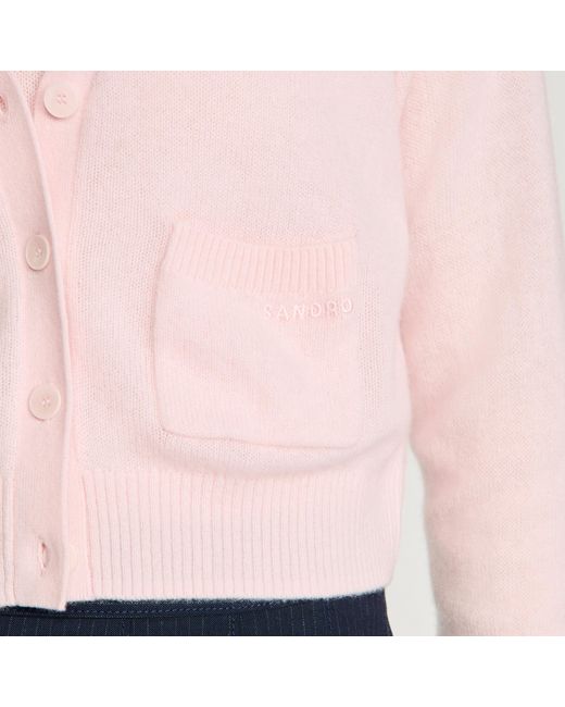Sandro Blue Cropped Cashmere Wool Cardigan