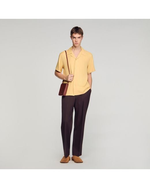 Sandro Metallic Loose-Fit Shark Collar Shirt for men