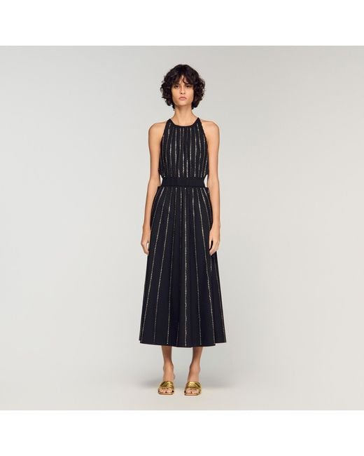 Sandro Blue Rhinestone Maxi Dress