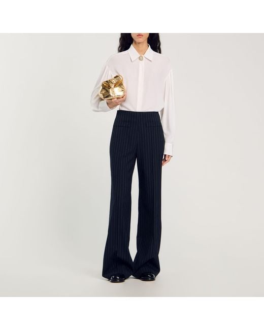 Sandro Blue Floaty Silk Shirt
