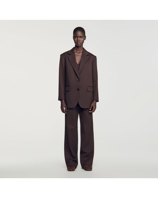 Sandro Blue Striped Suit Jacket