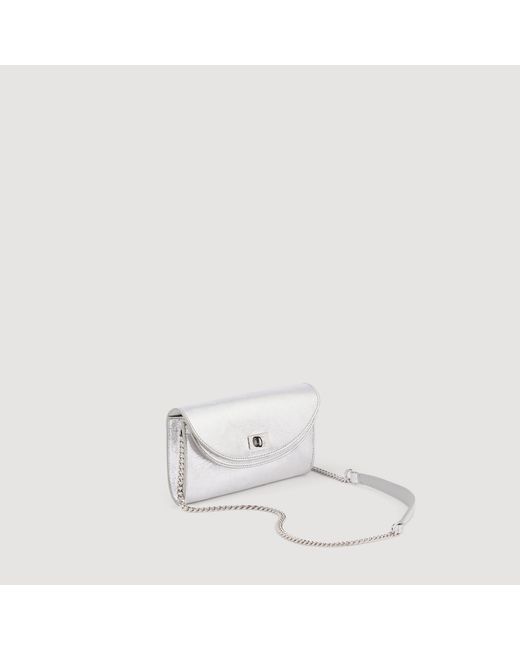 Sandro White Mambo Leather Clutch
