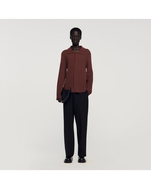 Sandro Red Waffle-Knit Shirt for men
