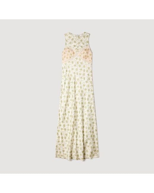 Sandro Metallic Flower Print Maxi Dress