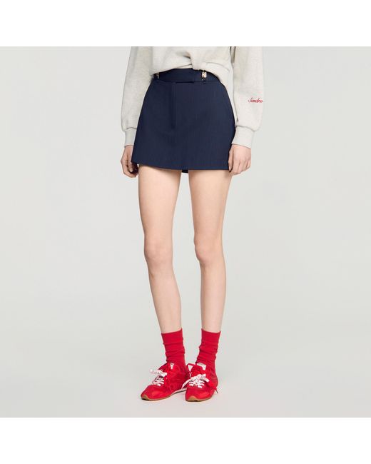 Sandro Blue Striped Wool Skort