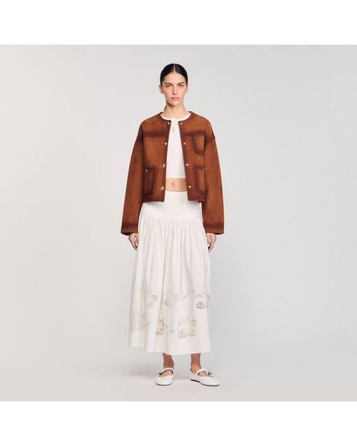 Jupe longue en popeline Sandro en coloris White