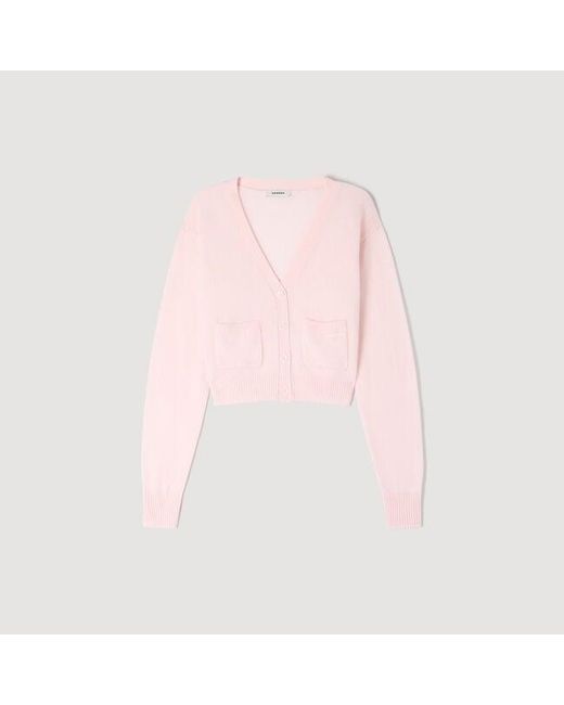 Sandro Blue Cropped Cashmere Wool Cardigan