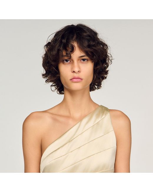 Sandro Natural Short Cutaway Satin-Effect Dress