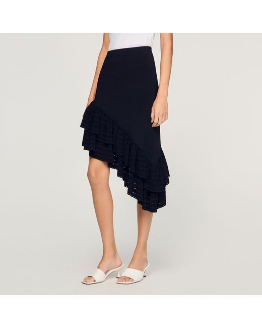 Sandro Blue Asymmetrical Knit Skirt