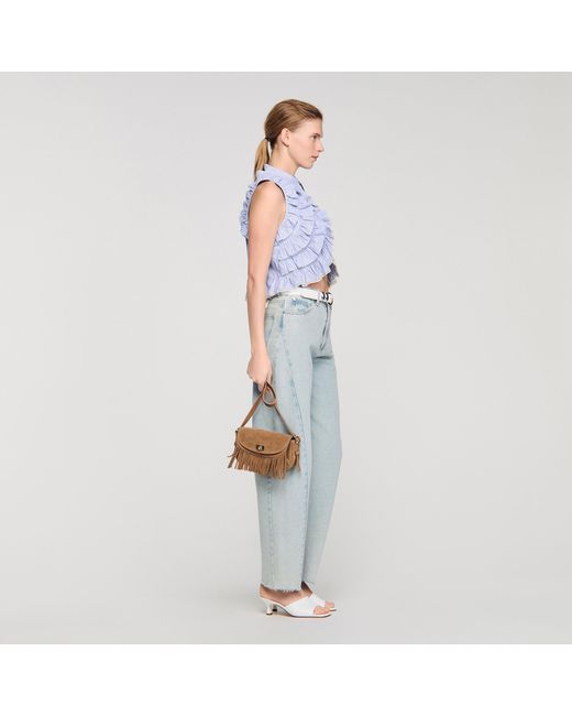 Sandro Natural Mini Mambo Suede Bag
