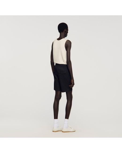 Sandro Black Cotton Shorts With Elastic Waist for men