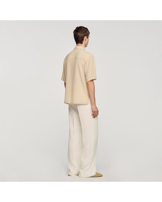 Sandro Natural Pleated Shirt With Shark Collar for men