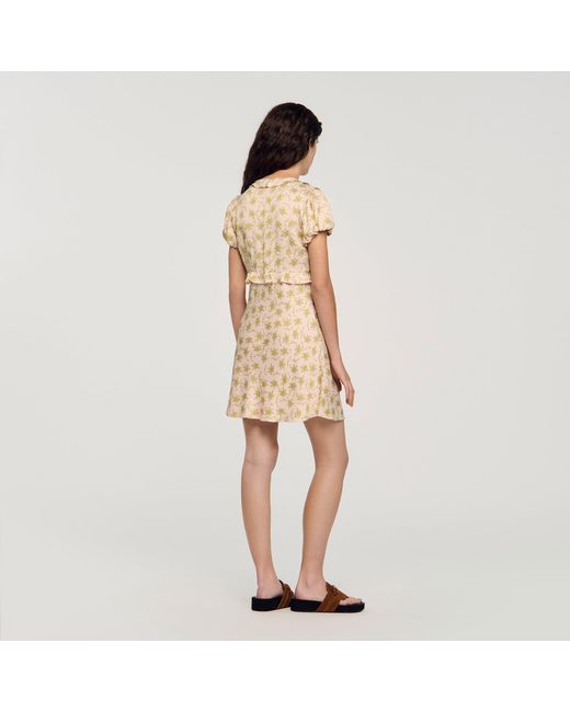 Sandro Natural Floral Print Short Dress