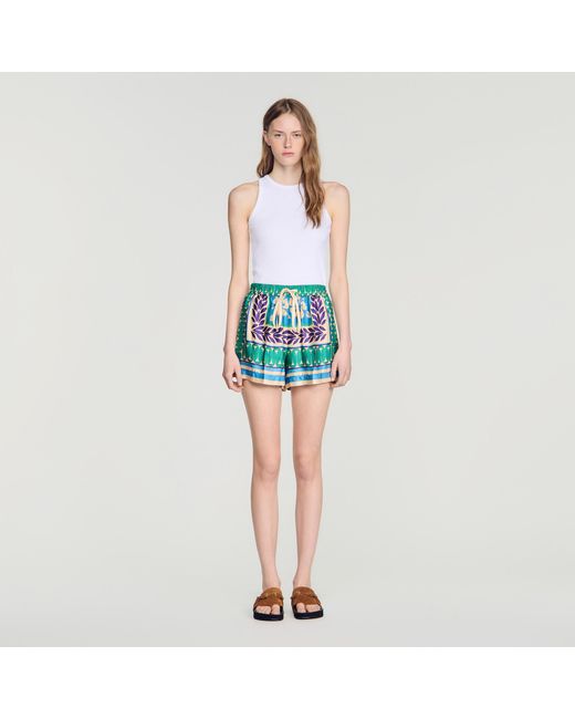 Sandro Blue Short Floral Print Shorts