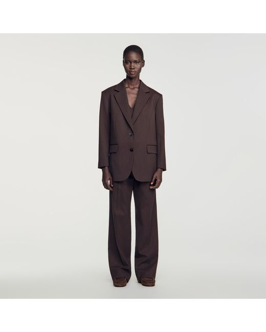 Sandro Blue Striped Suit Jacket