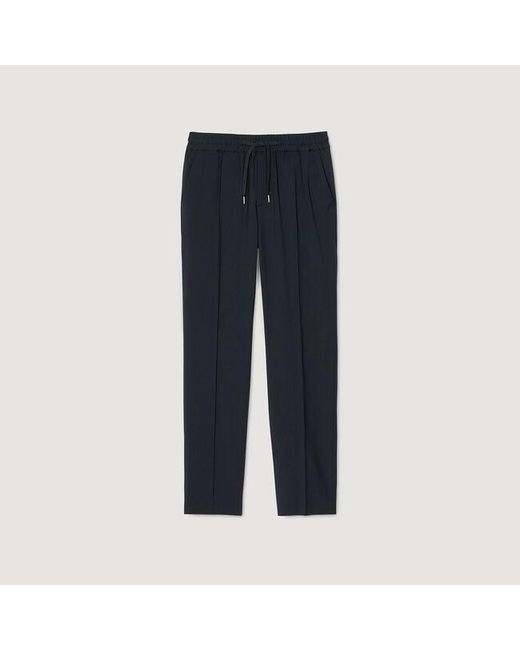 Sandro Blue Elasticated Straight-Leg Trousers for men