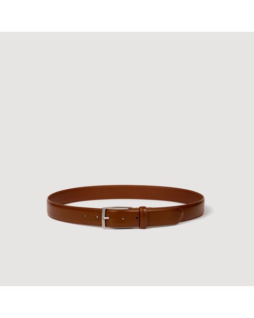 Sandro Brown Glazed Leather Belt for men