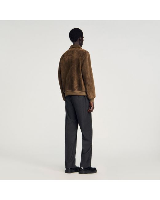 Sandro Gray Quilted Zip Jacket for men