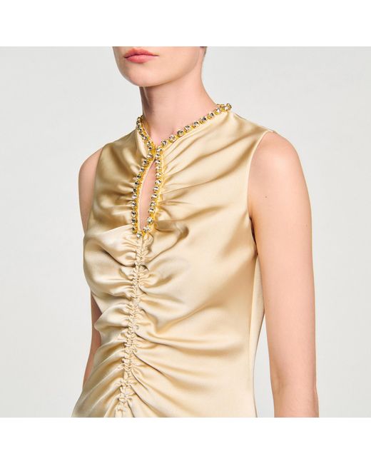 Robe midi à strass Sandro en coloris Natural