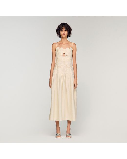Sandro Natural Guipure Midi Dress