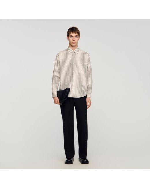 Sandro White Striped Cotton Shirt for men
