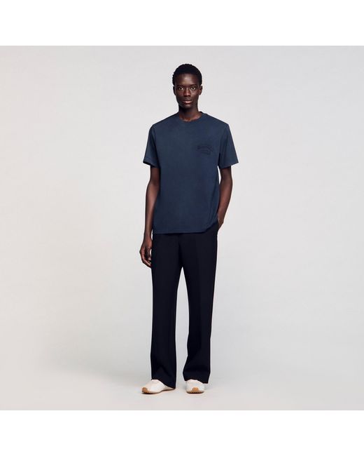 Sandro Blue Worn-Effect T-Shirt for men