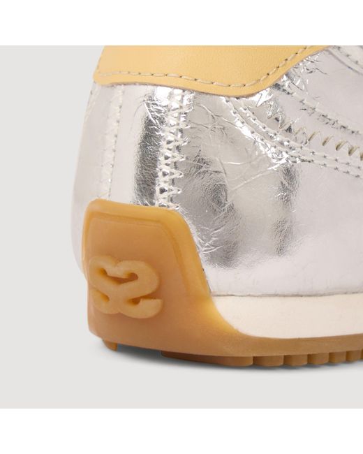 Sandro Natural Lightwave Metallic Leather Trainers