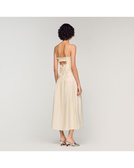 Sandro Natural Guipure Midi Dress