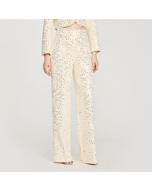 Sandro Natural Geometric Sequin Trousers
