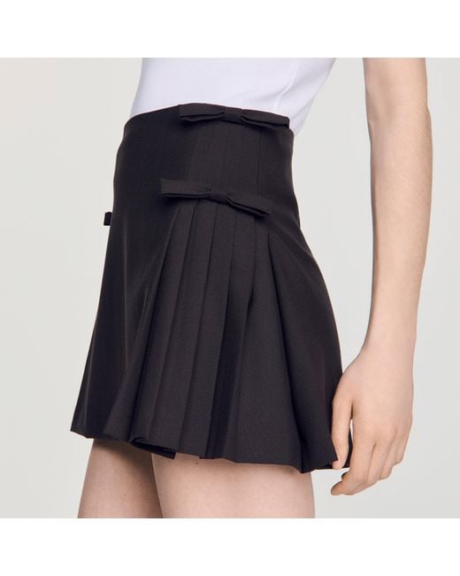 Sandro Blue Mini Pleated Wool Skirt