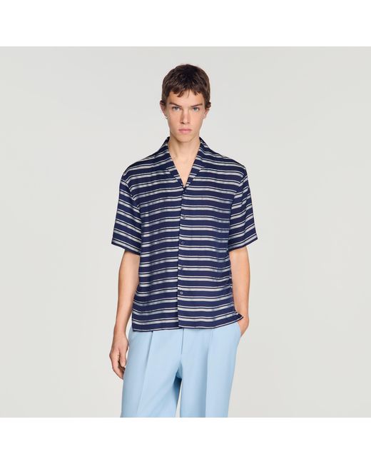 Sandro Blue Striped Boat Neck Shirt for men