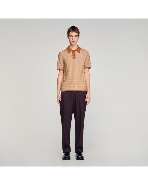 Sandro Blue Square Cross Polo Shirt for men