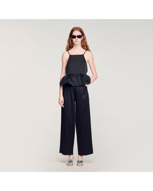 Sandro Blue Ruffled Crop Top