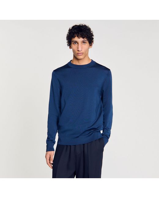 Sandro Blue Fine Knit Jumper for men