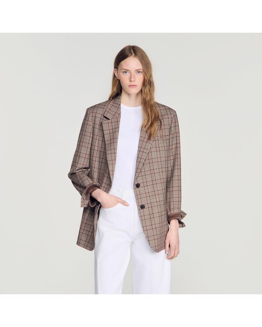 Sandro Blue Check Suit Jacket