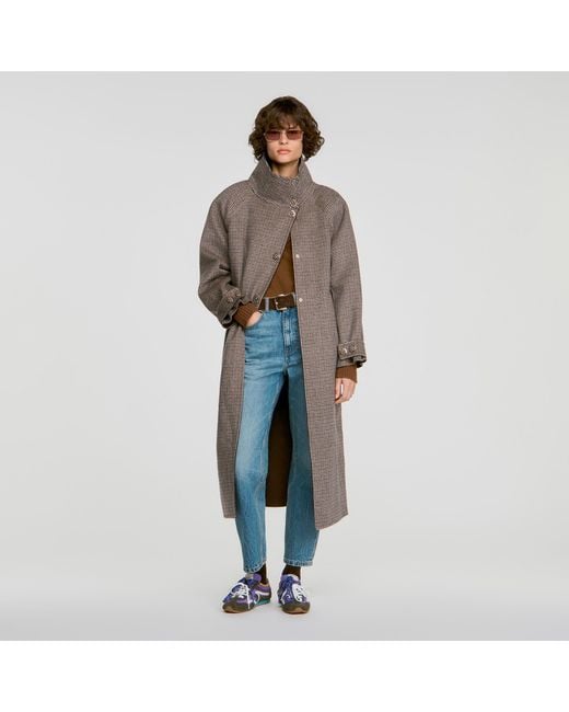 Sandro Multicolor Oversized Check Coat
