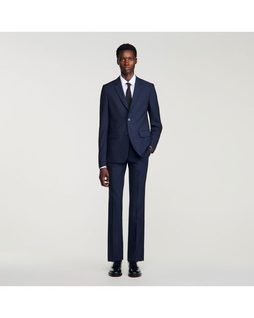 Sandro Blue Virgin Wool Suit Jacket for men