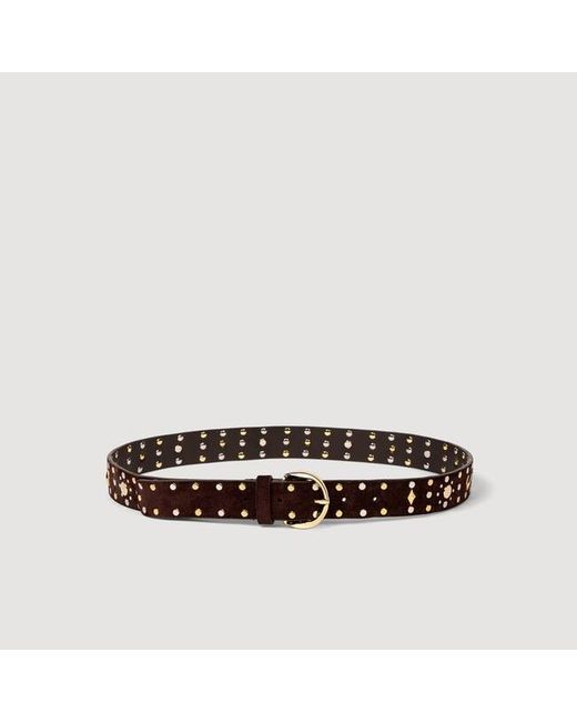 Sandro Brown Suede Belt With Rivets