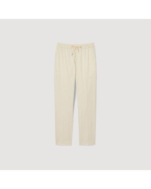 Sandro Natural Elasticated Straight-Leg Trousers for men