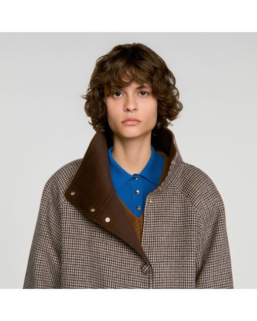 Sandro Multicolor Oversized Check Coat