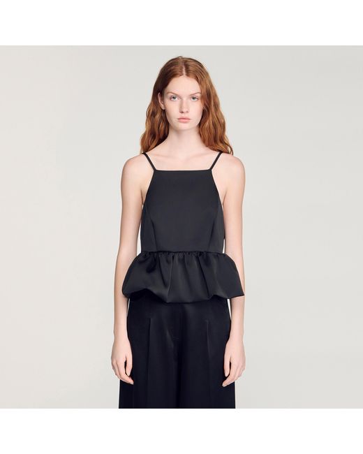 Sandro Blue Ruffled Crop Top