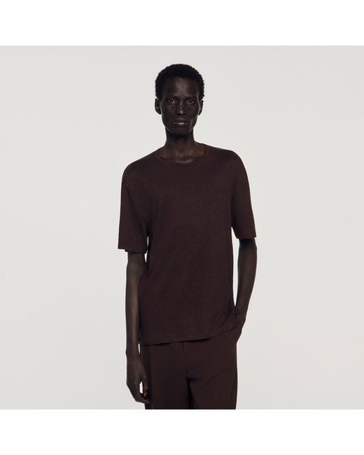 Sandro Multicolor Linen T-Shirt for men