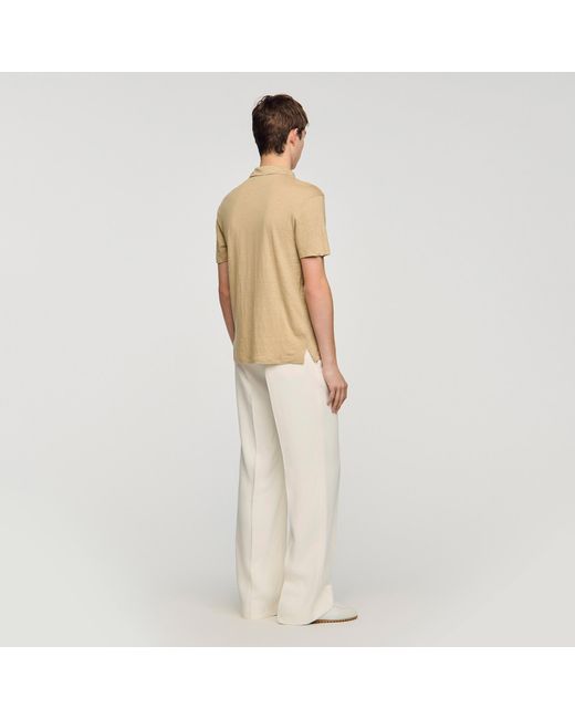 Sandro Natural Linen Polo Shirt for men