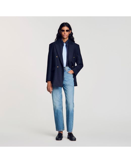 Sandro Blue Cotton Shirt With Wide Cuffs