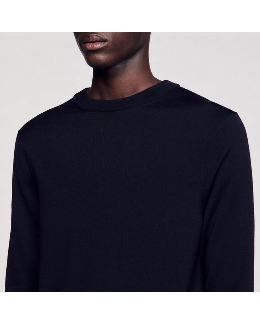 Sandro Blue Fine Knit Wool Sweater for men