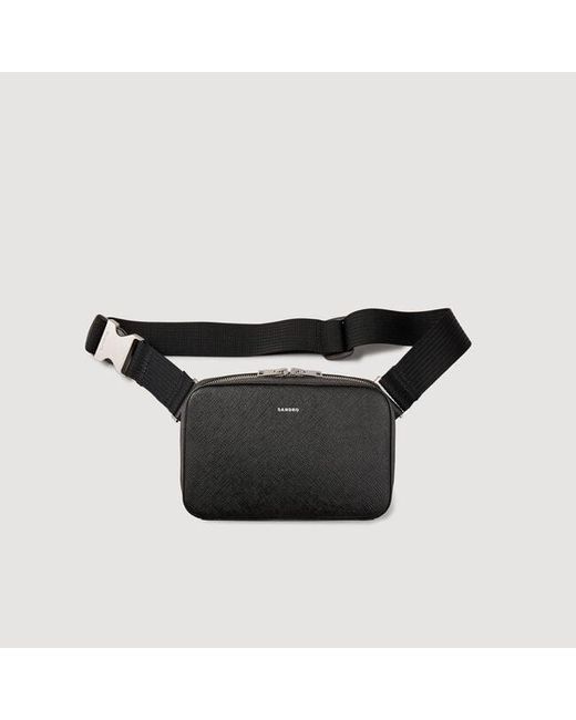 Sandro Black Small Reconstitued Leather Bag for men